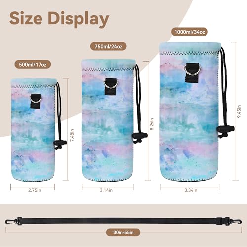 RICHEN Neoprene Water Bottle Carrier Bag with Adjustable Shoulder Strap,Insulated Water Bottle Cover for Stainless Steel/Glass/Plastic Bottles - color: BC-58, size: 750ml
