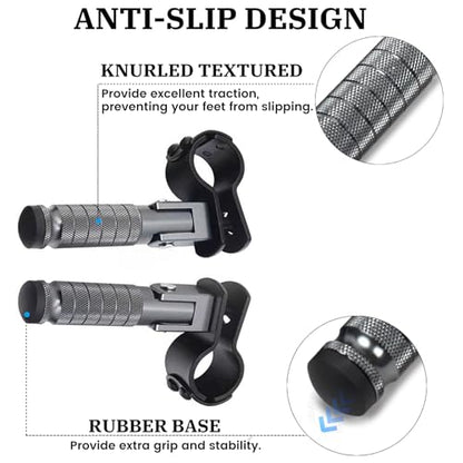 XINGWU M8 Motorcycle Foot Pegs 90 Degree Foldable Footpegs CNC Anti-Skid Footrest Universal for Yamaha Honda Suzuki Aprilia Electric Car Motorbike Mini Bike Dirt Pit Bike Passenger Pedal (Titanium) - color: Titanium