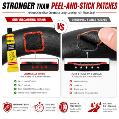 Bike Tire Repair Kit 80 PCS, Flat Tire Repair Kit with 54 Patches, 4 Vulcanizing Glue Tubes, Tire Levers & Valve Core Tools for Bikes, E-Bikes, Scooters & Inner Tube Repairs