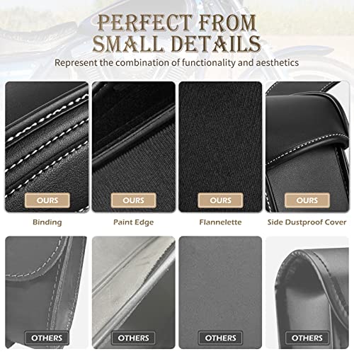 NICECNC Motorcycle Saddle Bags, PU Leather Saddlebags, Reinforced Straps & Saddle Piece, with Cup Holder & Lock, Throw Over Saddle Bag Side Bags, Black - color: Black