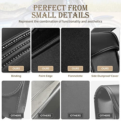 NICECNC Motorcycle Saddle Bags, PU Leather Saddlebags, Reinforced Straps & Saddle Piece, with Cup Holder & Lock, Throw Over Saddle Bag Side Bags, Black - color: Black