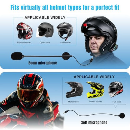 Motorcycle Helmet Bluetooth,6.0 Communication Helmet Speakers Dual Intercom & Music Sharing, Universal Bluetooth Pairing, 4 Custom RGB Light Modes, 2 Mics, IPX6 Noise Cancellation