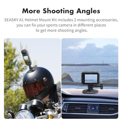SEASKY A1 Flexible Adhesive Helmet Mount Genuine 3M for GoPro Hero13/12/11/10/9/8 DJI Action 5 Pro 4 3 2 OSMO360 Insta360 X5 X4 X3 Ace Pro 2 Sports Camera Accessories Flat Curved Surfaces