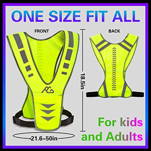GoxRunx Reflective Running Vest Gear with Reflective Bands for Women Men Safety Reflective Vest for Walking Running Cycling at Night - color: Green