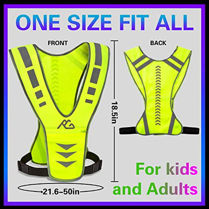 GoxRunx Reflective Running Vest Gear with Reflective Bands for Women Men Safety Reflective Vest for Walking Running Cycling at Night - color: Green