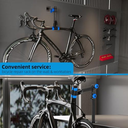 Urban Deco Bike Repair Stand, Wall Mounted Bike Work Stand, 360 Swivel Clamp, Holds Up to 20 kg, Black+Blue, Ideal for Home Maintenance - size: 27 inch straight