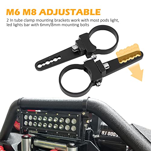 Tube Clamps Mounting Brackets ADTOPI 2’’ Bull Bar Roll Cage Light Bar Mounts for LED Bar Work Lamps Fog Lamps Off Road Lights Fit for UTV ATV Offroad Truck, 2pcs … - size: 2 Inch