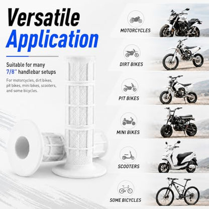 1Pair White Grips, 22mm 7/8" Dirt Bike Grips Scooter Grips Handlebar Hand Grips for Motorcycle, Mini Bike, Dirt Bike, Pit Bike Handlebar Pro Taper Grips Dirtbike - color: White