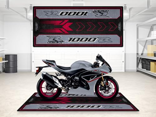 Garage Mat for GSX R1000R 2024 Motorcycle Model, Parking mat, Washable Non-Slip Garage and Showroom Floor Carpet (Glass Matte Mechanical Gray, Size 1: 86.6 x 39.4/220 x 100 cm) - color: Glass Matte Mechanical Gray, size: 3'3" x 7'2"