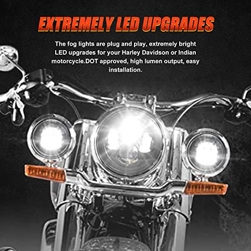 Motorcycle passing lights Led fog light 4.5 inch Auxiliary Light Projector Driving Lamp for Road king Electra Glide Softail H-D Fatboy(Black) - color: Black