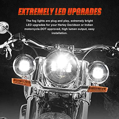 Motorcycle passing lights Led fog light 4.5 inch Auxiliary Light Projector Driving Lamp for Road king Electra Glide Softail H-D Fatboy(Black) - color: Black