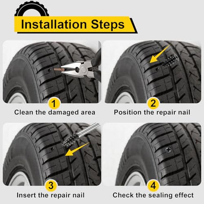 76PCS Tire Repair Rubber Nail Kit, 2 Sizes Premium Spiral Screw-in Tire Plugs, Tire Screw Plugs with Screwdriver, Pliers, Fast Self-Service Tool for Car, Truck,Motorcycle,Tractor Tire Puncture Repair - size: 76PCS