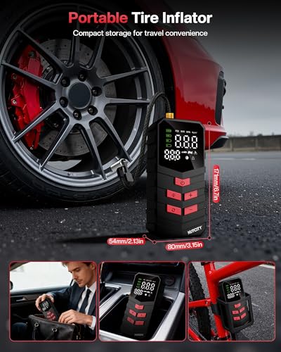 Portable Air Compressor for Car Tires, 16000mAh Wireless, 150PSI Wireless Tire Inflator with Lighting and Mobile Power Function, Suitable for SUVs, Cars, Motorcycles, Bicycles and Balls