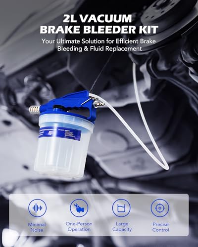 Orion Motor Tech 2L Vacuum Brake Bleeder Kit, Pneumatic Brake Fluid Bleeder Kit with 2.1 qt Brake Fluid Extractor 1L Refilling Bottle 19 Adapters, One Person Brake Bleed Fluid Pump Brake Bleeding Tool - size: 2L Standard Set