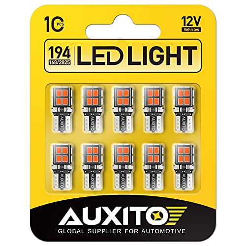 AUXITO 194 LED Light Bulb Red 168 2825 W5W T10 Wedge 14-SMD LED Replacement Bulbs for Car Dome Lights Map Door Courtesy License Plate Parking Light, Pack of 10 - color: Red, size: 194/168-10PCS
