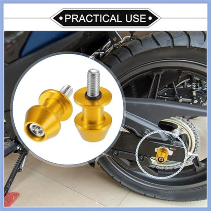 1 Pair Swingarm Spools, 8mm M8x1.25 CNC Swing Arm Spools Sliders Stand Universal for Motorcycle Durable Aluminum Gold Tone Stable