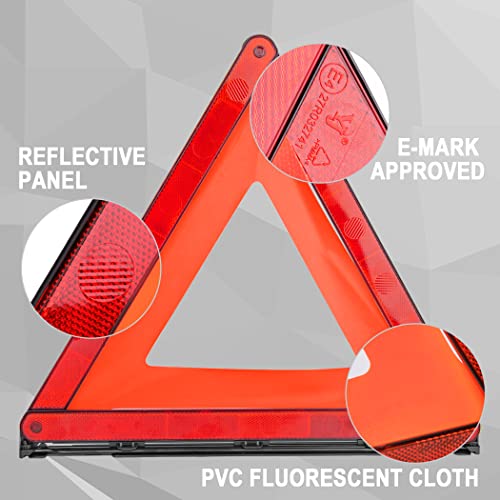 CARTMAN Foldable Warning Triangle Emergency Warning Triangle Reflector Safety Triangle Kit, Pack of 3, with Storage Case - size: Four Leg Base