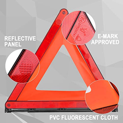 CARTMAN Foldable Warning Triangle Emergency Warning Triangle Reflector Safety Triangle Kit, Pack of 3, with Storage Case - size: Four Leg Base