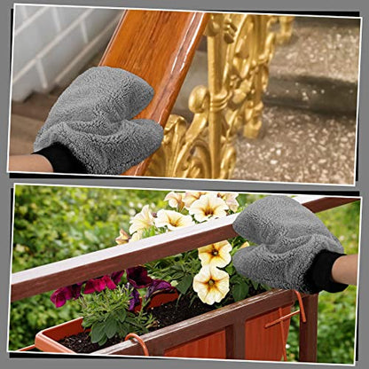 Remerry 6 Pcs Microfiber Mitts with Thumb for Cars Paint Wash Gloves Terry Weave Dusting Mitts - color: Gray