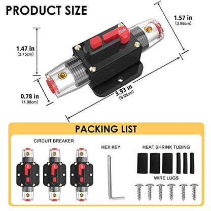 Circuit Breaker Switch 20A Waterproof Fuse Inline Holder Resettable Fuse Manual Reset 12V-48V DC for Car Audio Sound Amplifier System RV Home Marine Boat Truck - style: 20A