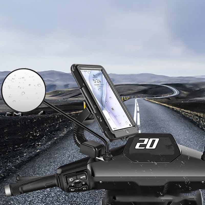 Hemobllo Waterproof Motorcycle Phone Mount with 360° Rotation & Sensitive Touch Screen for Rain, Mud & Vibration Protection — Bike, Motorcycle, Scooter & ATV Handlebars, for Cyclists & Riders