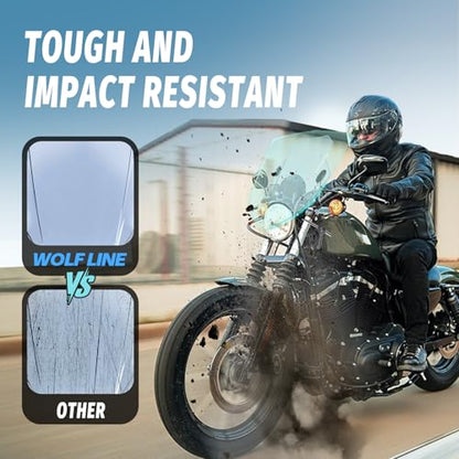 Motorcycle Universal Windshield 16.7” Windscreen Compatible with Yamaha Harley Honda Kawasaki Suzuki BMW Vulcan Cruiser Wind Deflector with 7/8" 1" 1 1/8" Handlebars, Smoke - color: Smoke