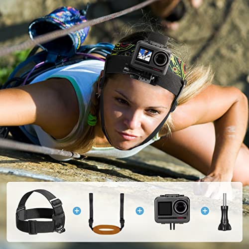 AKASO Action Camera Rock Climbing Kit Compatible with GoPro Hero 2 3 4 5 6 7 8 9 10 11, Portable Electronic Device Mount, Black - style: Head Strap & Wrist Strap Kit