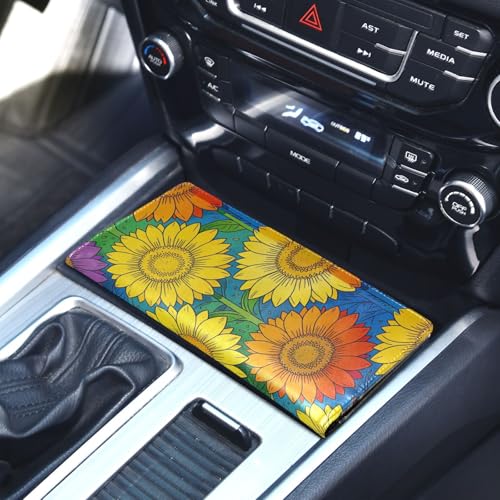 GuoChe Pu Leather Registration and Insurance Card Holder Men Women Document Wallet for any Car, Truck, Motorcycle, Trailer or Boat Rainbow Sunflower Lgbtq Flag Pride Month - color: 16