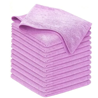 Premium Microfiber Detailing Absorbent Towels, 340 GSM Lint-Free Car Polishing Waxing Buffing Dry Towels for House, Kitchen, Car, Glass, Stainless Steel, Window, Boat Cleaner - 12 Pack (Purple) - color: Purple 12pcs