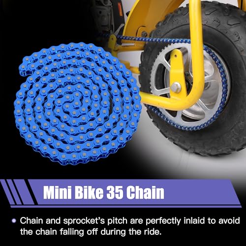 35 Chain with Chain Breaker Compatible with Minibike Coleman CT100U CC100X Baja Doodlebug DB30 Motovox MBX10 MBX11 Predator 97cc 100cc Mega Moto MM-B80 105cc Go Kart Powersports Parts 140 Links - color: Blue