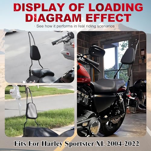 Motorcycle Detachable Rear Sissy Bar Backrest with PU Leather Passenger Cushion Pad Fit For Harley Sportster XL883 XL1200 48 SuperLow 2004–2022