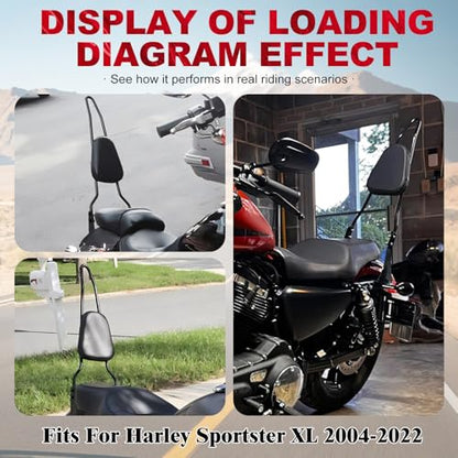 Motorcycle Detachable Rear Sissy Bar Backrest with PU Leather Passenger Cushion Pad Fit For Harley Sportster XL883 XL1200 48 SuperLow 2004–2022