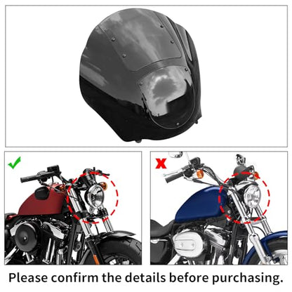 Windshield Fairings Quarter Fairings Smoke Windshield Windscreen 49mm Fork Clamp Fit for Harley Dyna FLST Sportster XL 883 1200 Black Chrome - color: Smoke Windshield + Chrome 49mm Clamps