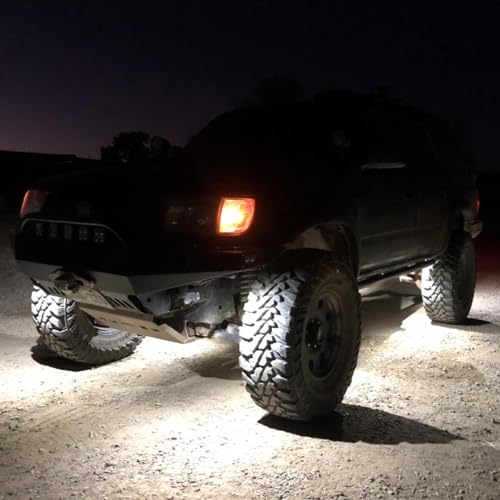 6 Pods LED Rock Lights, Ampper Waterproof LED Neon Underglow Light for Car Truck ATV UTV SUV Offroad Boat Underbody Glow Trail Rig Lamp (White) - color: White, size: 6 Pods