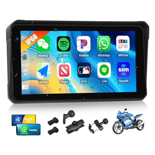 SIXWIN Wireless Motorcycle CarPlay Android Auto 6 Inch Car Play Moto Support TPMS Bluetooth IP68 Waterproof for Motorbike GPS Navigation,Siri,Google Assistant - color: 6 inch