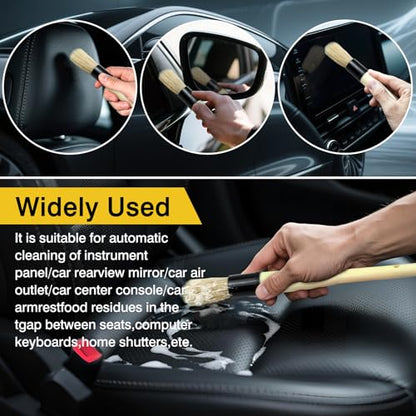 Boar Hair Vent & Dash Detailing Brushes – Premium Soft Bristle Cleaning Tools for Car Interior & Exterior – Professional-Grade Auto Detailing Accessory for Enthusiasts & Pros