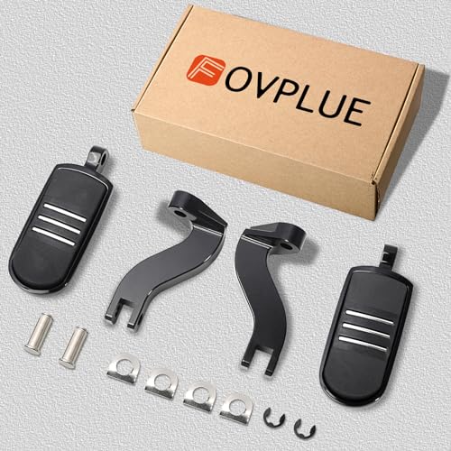 FOVPLUE Passenger Footpeg Kit, Footrest + Passenger Pegs Mounting for Harley 1993-2025 Touring Road Glide FLT, Electra Glide FLHT, FLHS, Road King FLHR, Street Glide models, Gloss Black - color: For Streamliner and Black