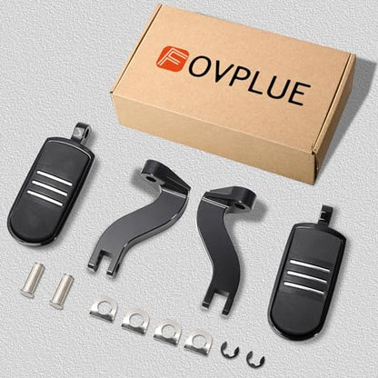 FOVPLUE Passenger Footpeg Kit, Footrest + Passenger Pegs Mounting for Harley 1993-2025 Touring Road Glide FLT, Electra Glide FLHT, FLHS, Road King FLHR, Street Glide models, Gloss Black - color: For Streamliner and Black