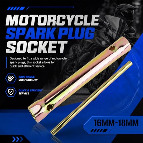 5/8" Spark Plug Socket Wrench Set,16mm 18mm Double Ended Spark Plug Tool with T-Bar,Universal Sparks Plugs & Ignition Tool for Automotive & Motorcycle Maintenance