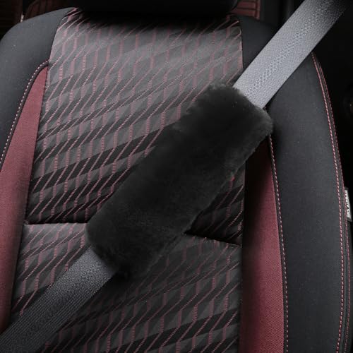 Soft & Cozy Australian Sheepskin Car Seat Belt Covers,2 Pack Fluffy Seatbelt Pads, Genunie Sheepskin Fur Shoulder Straps Cushions for Adults Kids Women and Men (Dark Grey) - color: Dark Grey