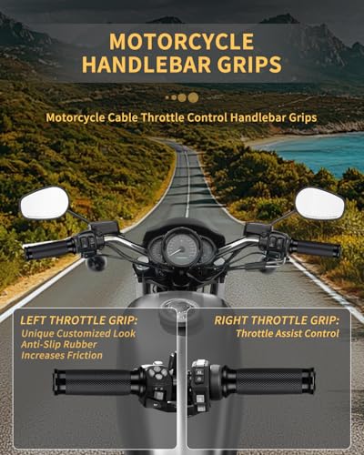 Motorcycle Black Hand Grips 1 Inch Handlebar Grips Universal Compatible for Harley Honda Kawasaki Suzuki Yamaha Bobber Chopper Cafe Racer
