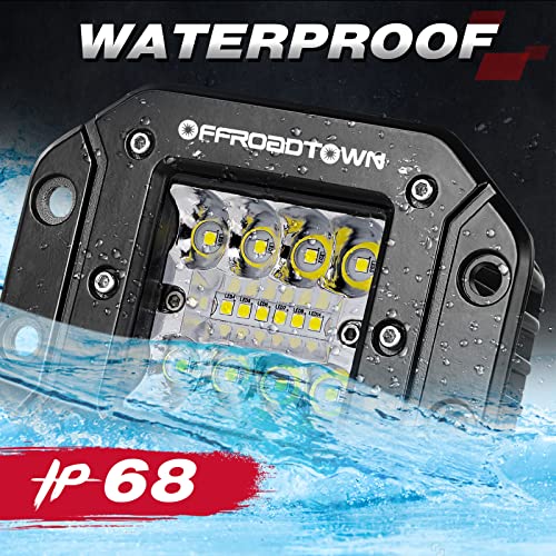OFFROADTOWN Flush Mount LED Pods, 2pcs 5'' 78W Driving Light Work Lights Flush LED Light Bar Super Bright Fog Off Road Lights for Truck UTV ATV SUV Boat 4x4 Car - color: 5inch_White Flush