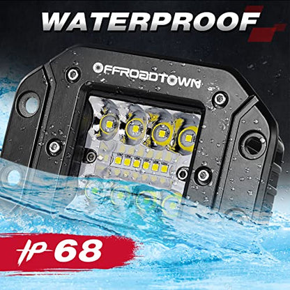 OFFROADTOWN Flush Mount LED Pods, 2pcs 5'' 78W Driving Light Work Lights Flush LED Light Bar Super Bright Fog Off Road Lights for Truck UTV ATV SUV Boat 4x4 Car - color: 5inch_White Flush