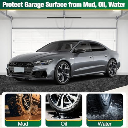 ToLanbbt Garage Floor Mat 7.5' x 8.4', Oil Spill Mat for Under Car Driveway Oil Drip Pad with 8P Tapes, Waterproof Backing, Leak Absorbent, Reusable, Washable, Protect Garage Floor (1P, Dark Gray) - size: 7.4'x8.4'