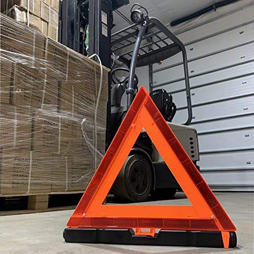 Foxfire Safety Lites Roadside Emergency Reflective Warning Triangles with Carrying Case, DOT Approved, Weighted Base, 3 Pack, F3TK
