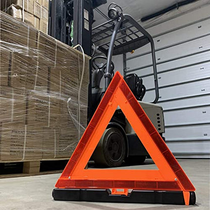 Foxfire Safety Lites Roadside Emergency Reflective Warning Triangles with Carrying Case, DOT Approved, Weighted Base, 3 Pack, F3TK