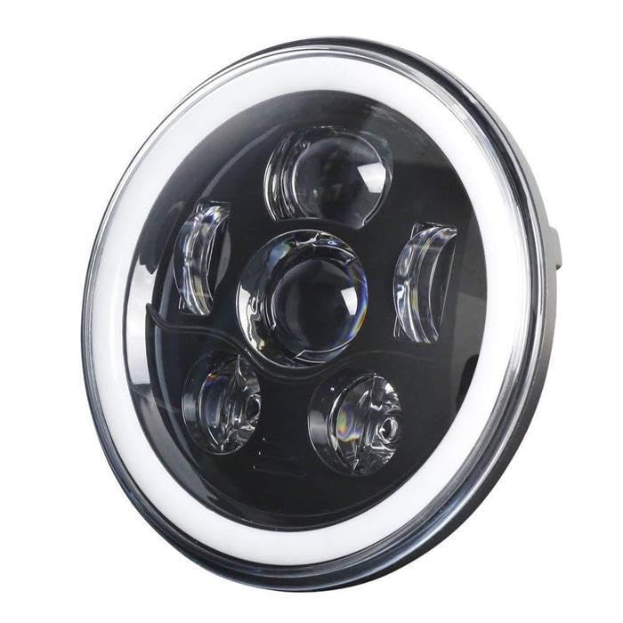 Eagle Lights 7 Inch Generation III Black LED Headlight Kit with Halo Ring DRL for Triumph T100 and T120 Models (Chrome Ring) - color: Chrome Ring