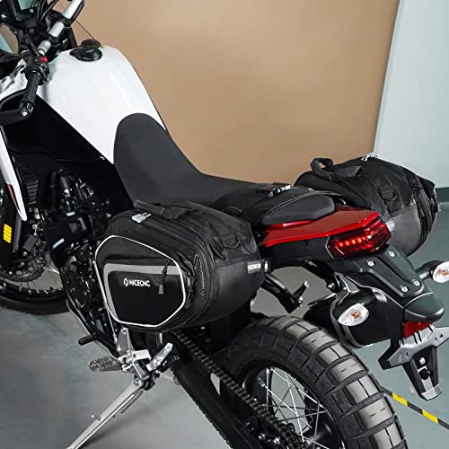 NICECNC Motorcycle Saddlebags, 50L Saddle Bags Motorcycles Throw Over Side Bags Compatible with Harley Honda Suzuki Yamaha Adventure Street Glide Dual Sport, silver - color: Silver