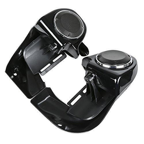 XFMT Lower Fairing Motorcycle Lower Vented Leg Fairing with 6.5" Speakers & Grills Fit for Harley Davidson Touring Road King Street Glide Electra Glide 1983-2013, Vivid Black - color: W/ Speakers & Grills For '83-'13