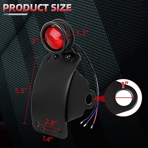 Amazicha 1" Motorcycle LED Tail Brake Light with Bracket, IP67 Waterproof Motorcycle Side Mount License Plate Rear Light Compatible for Harley Sporster Bobber Chopper Yamaha Suzuki Honda Kawasaki - size: 1inch, style: Curved
